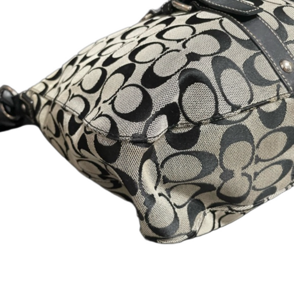 COACH Chelsea Signature Duffle Shoulder Bag F14446 GrayBlack JacquardLeather - Picture 4 of 11